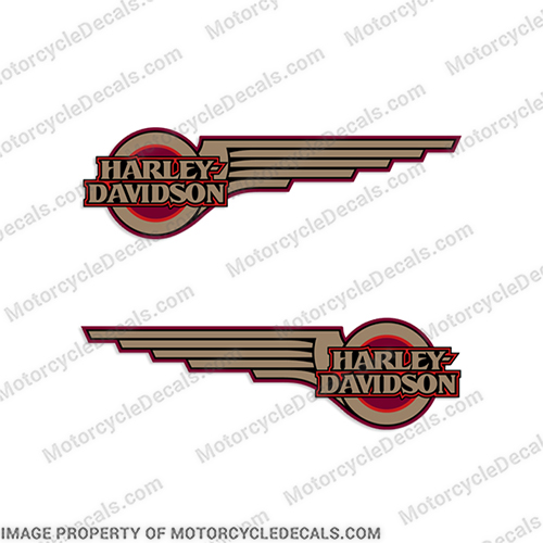 Harley-Davidson Springer FXSTSI Tank Decals (Set of 2) -Red-Gold harley, davidson, decals, springer, fxstsi, motorcycle, fuel, tank, stickers, gold