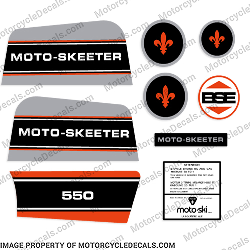MotoSki Moto-Skeeter 550 Mini Bike Decal Kit (1970s) moto skeeter, moto, skeeter, 71, 72, INCR10Aug2021