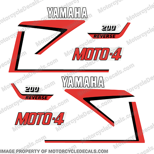 Yamaha YMF 200 Moto-4 ATV Decals - 1984-1986 (Red) atv, decals, yamaha, four, three, wheeler, atc, 200, moto, moto-4, moto 4, red, 1984, 1985, 1986, stickers, offroad, off, road, motor, bike, motorbike, dirtbike, dirt, tri-moto, moto, atc, ymf, 200, moto-4, 4,wheeler