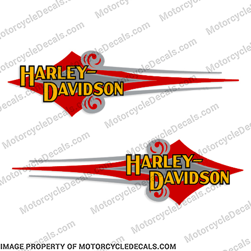 Harley-Davidson Heritage Softail FLSTC Fuel Tank Decals (Set of 2) Red / Silver  Harley, Davidson, harley davidson, soft, tail, 1991, 91, 1992, 92, 1993, 93, 1994, 94, wr,k,r, harleydavidson, flsti, flstfi, flstc, fat, boy, fuel, tank, decals, decal, emblem, logo, INCR10Aug2021