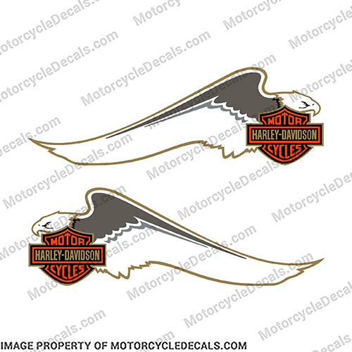 Harley-Davidson Fuel Tank Motorcycle Decals (Set of 2) - 1985 Eagle Wing harley, harley davidson, harleydavidson, scroll, eighty five. eagle, wing, 85, 85, 1985, 1986, INCR10Aug2021