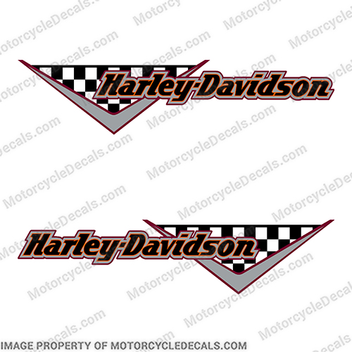 Harley Davidson Checkered SILVER Gas Tank Decals (Set of 2) harley, harley davidson, harleydavidson, check, INCR10Aug2021