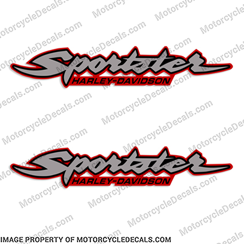 Harley-Davidson Sportster XL883 Decals - RED  (Set of 2) 883  Harley, Davidson, 883, xl, logo, decal, red, tank, fuel, 2005, INCR10Aug2021