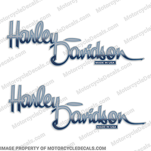 Harley-Davidson Fuel Tank Motorcycle Decals (Set of 2) - Style 13 (Blue) harley davidson, harley, davidson, INCR10Aug2021
