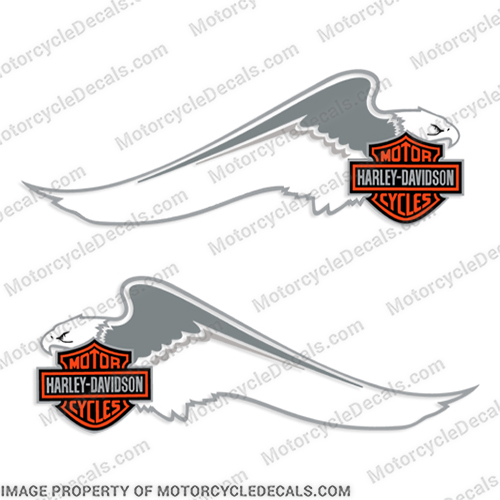 Harley-Davidson Fuel Tank Motorcycle Decals (Set of 2) - Eagle Wing - Style 2 harley, harley davidson, harleydavidson, scroll, eighty five. eagle, wing, 85, 85', 1985, 1986, INCR10Aug2021