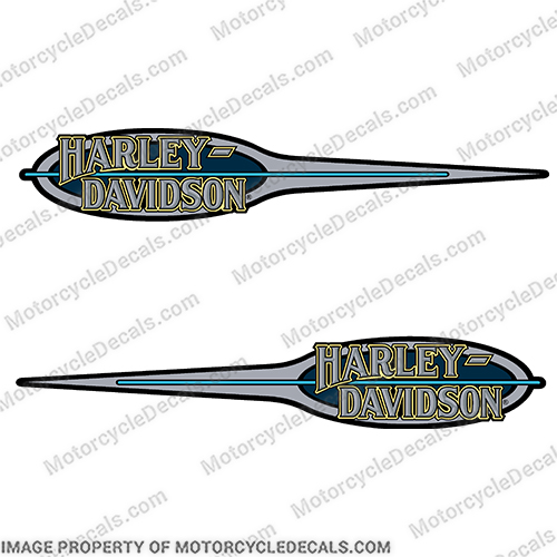 Harley-Davidson Lowrider Decals (Set of 2) Silver/Blue - Style 2 Harley, Davidson, Harley Davidson, Lowrider, 1992, 92, Low, Rider, silver. blue, style, 2, low, rider, 