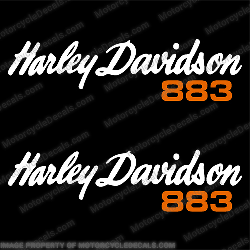 Harley Davidson Sportster XL 883 1988 Decals White / Orange (Set of 2)  harley, harley davidson, harleydavidson, fuel, xl, 1988, 88, fat, boy, sport, sportster, 883, 1448095, Orange, white