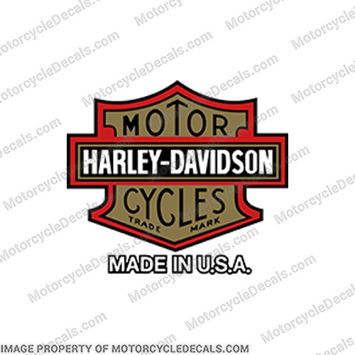 Harley-Davidson Bar and Shield Fuel Tank Motorcycle Decals (Single) - Style 2 Harley-Davidson, bar, and shield, logo, emblem, decal, sticker, Decals,  gold, single, Harley, Davidson, Harley Davidson, soft, tail, 1995, 1996, 96, softtail, soft-tail, softail, harley-davidson, Fuel, Tank, Decal, style 2, 