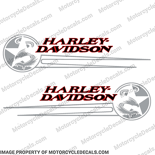 Harley Davidson Softail Gas Tank Decals -Silver/Red (Set of 2) 1992-1993   harley, harley davidson, harleydavidson, fuel, 92, 93, 92, 92, 93, 93, 1992, 1993, fat, boy, soft, tail, softtail, INCR10Aug2021