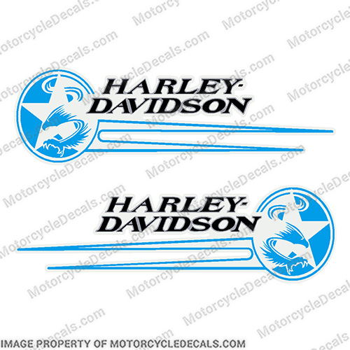 Harley Davidson Softail Gas Tank Decals -Blue/Silver/Black (Set of 2) 1992-1993   harley, harley davidson, harleydavidson, fuel, 92, 93, 92, 92, 93, 93, 1992, 1993, fat, boy, soft, tail, softtail, INCR10Aug2021
