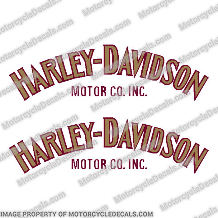 Harley-Davidson Fuel Tank Motorcycle Decals (Set of 2) - Style 1 - Burgundy and Gold harley, harley davidson, harleydavidson, style, 1, style 1,  burgundy, gold, motorcycle, motor, cycle, bike, engine, cover, decal, sticker, 