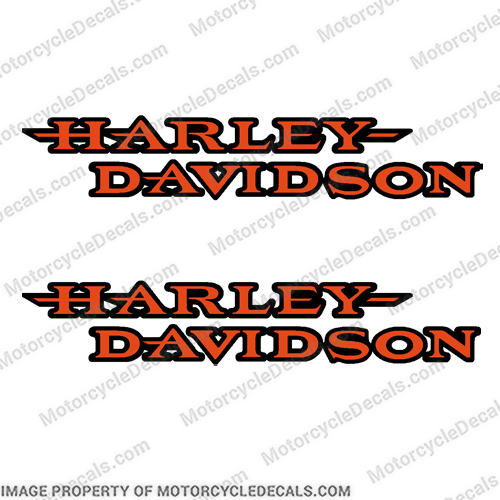 Harley-Davidson FXDL Dyna Low Rider Fuel Tank Motorcycle Decals (Set of 2) -  13604-01 Orange / Black harley, harley davidson, harleydavidson, davidson, fxdl, dyna, low rider, motor, cycle, fuel, gas, tank, label, emblem, decal, sticker, kit, set, style, 24, 13604-01, 13604