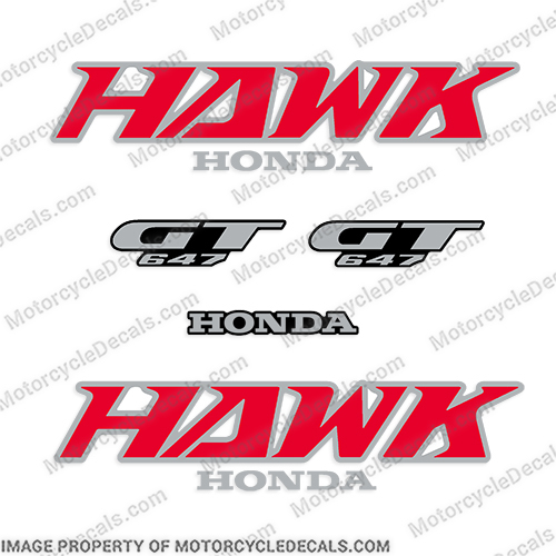 Honda Hawk GT 647 Motorcycle Decals  honda, hawk, gt, 647, motorcycle, motor, cycle, decals, stickers, decal, gas, fuel, tank, any, color, single, street, bike, 