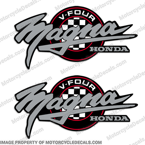Honda Magna V-Four Road Bike Fuel Tank Decals honda, magna, magnum, vf, motorcycle, fuel, gas, tank, decals, stickers, set, vintage, bike, street, v-four, vfour, v four