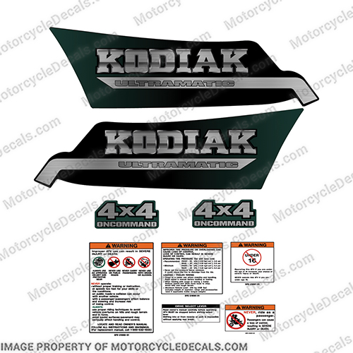 Yamaha Kodiak 400 4x4 Dark Green Decal Sticker Kit Full Set yamaha, atv, decals, decal, set, kit, stickers, motor, bike, motorbike, dirt, dirtbike, motocross, 350, wolverine, 4x4, 4by4, 4 by 4, 4 x 4, blue, BLUE, kodiak, 400cc, 2000, green