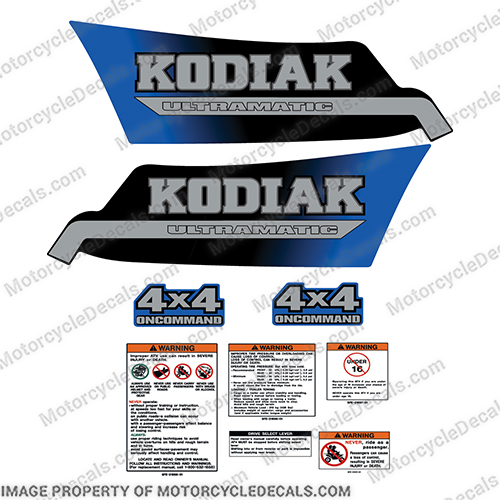 Yamaha Kodiak 400 4x4 Blue Decal Sticker Kit Full Set yamaha, atv, decals, decal, set, kit, stickers, motor, bike, motorbike, dirt, dirtbike, motocross, 350, wolverine, 4x4, 4by4, 4 by 4, 4 x 4, blue, BLUE, kodiak, 400cc, 2000, blue